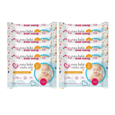Kit 10 Lenços Umedecidas Meu Bebê Minha Vida 40 Unidades cada - Nutriex