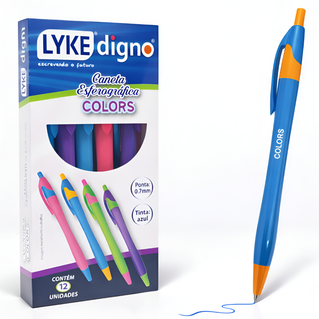 Kit 12 Canetas Esferográfica 0.7mm Tinta Cor Azul Fina em Oferta na Shopee