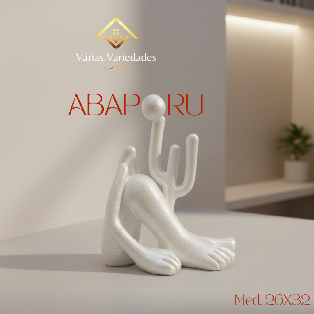 Estátua Abaporu Branca Perolada Decorativa De Gesso Objeto De Arte Moderna Brasileira Para Mesa