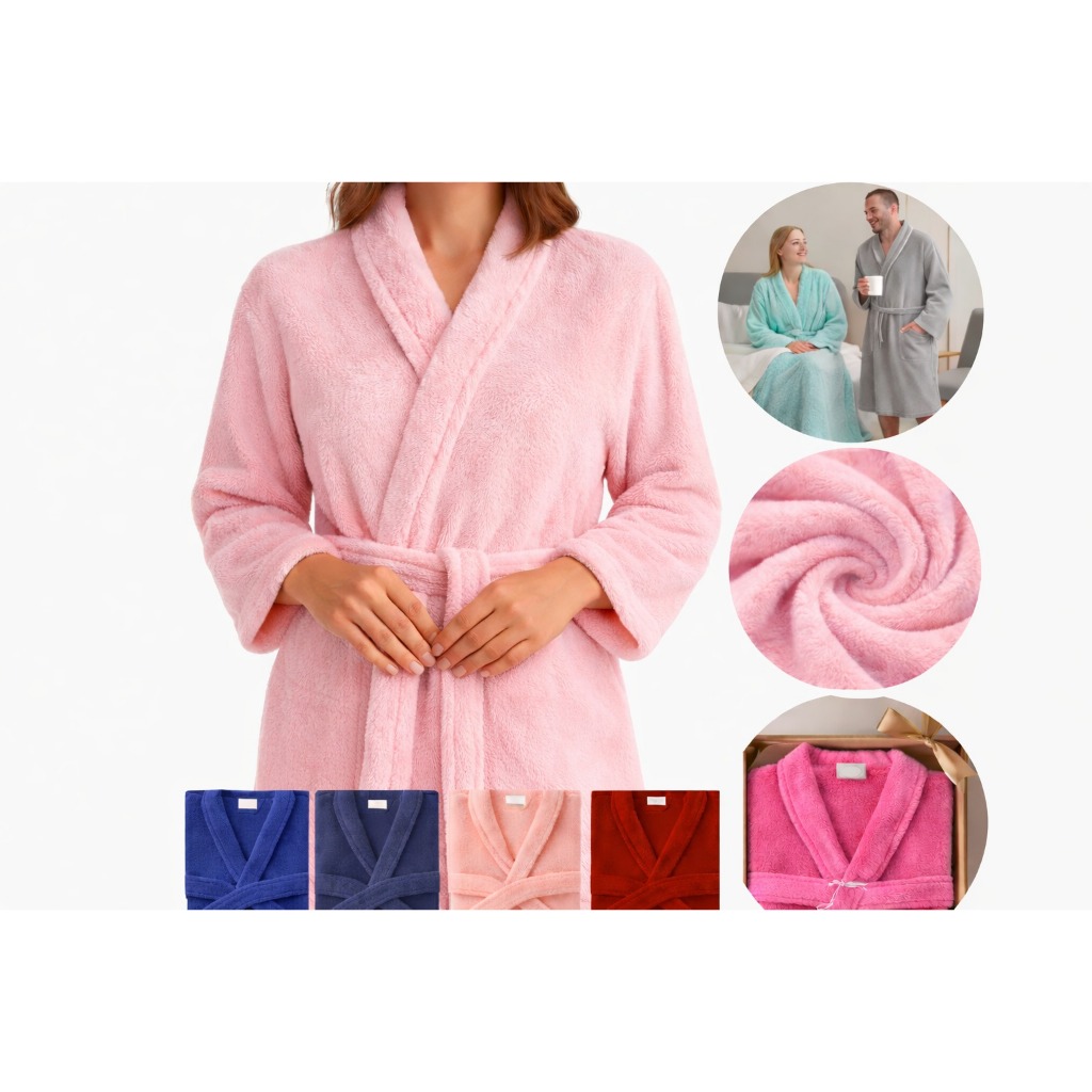 Roupão Luxo Microfibra Plush Aveludado Toque Macio Grosso Masculino e Feminino Unisex