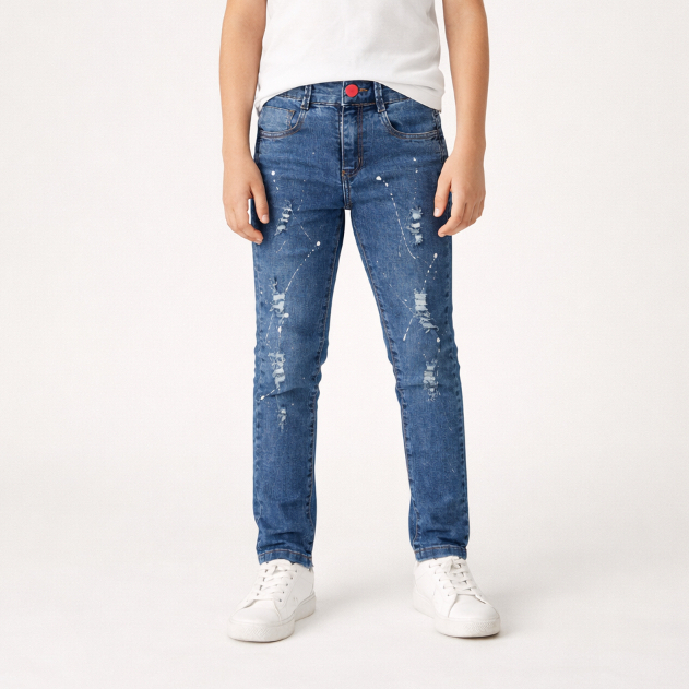 Calça Jeans Masculina Juvenil com Detalhes Destroyed 10 ao 16