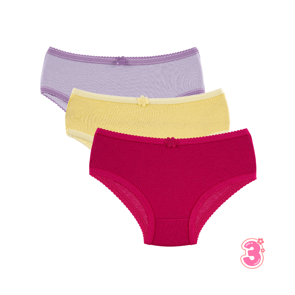 Kit 3 Calcinha Infantil Lisa Malha 100% Algodão Calçolinha Menina Calçola Criança Confortável