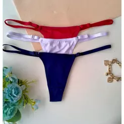 Kit de 3 Calcinhas Fio Dental Com Regulagem Tanga Sensual Moda Intima Lingerie Sexy Dia a Dia Cores