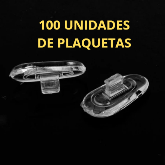 100 Unidades de Plaquetas de SILICONE / PVC Transparente para Óculos / Base ENCAIXE