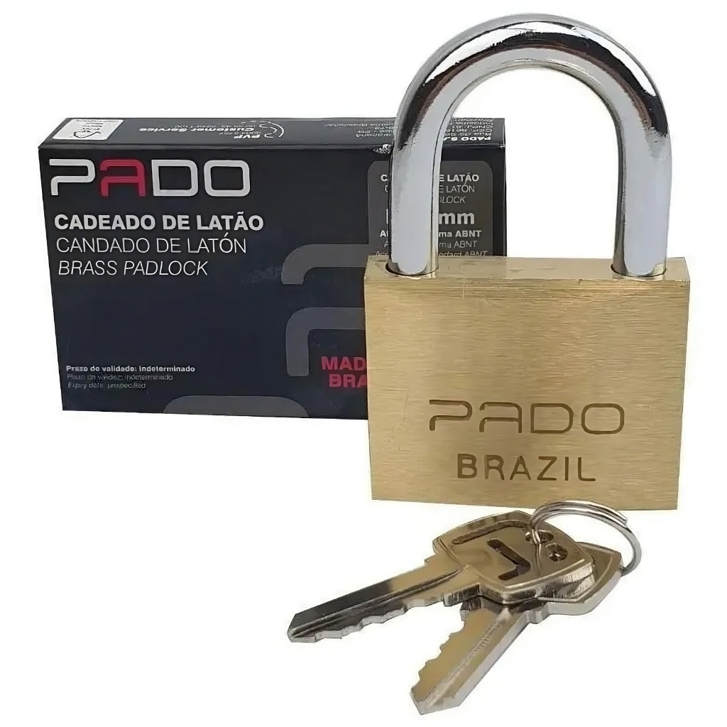 Cadeado Pado de Latão Com 2 Chaves LT 20mm, 25mm, 30mm, 40mm, 50mm, 60mm ORIGINAL