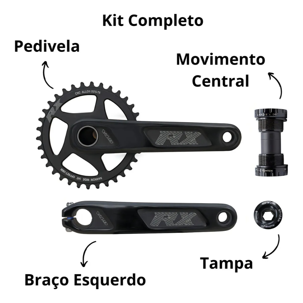 Pedivela Integrado Single 34d Direct Mount Hollowtech Preto em Oferta na Shopee