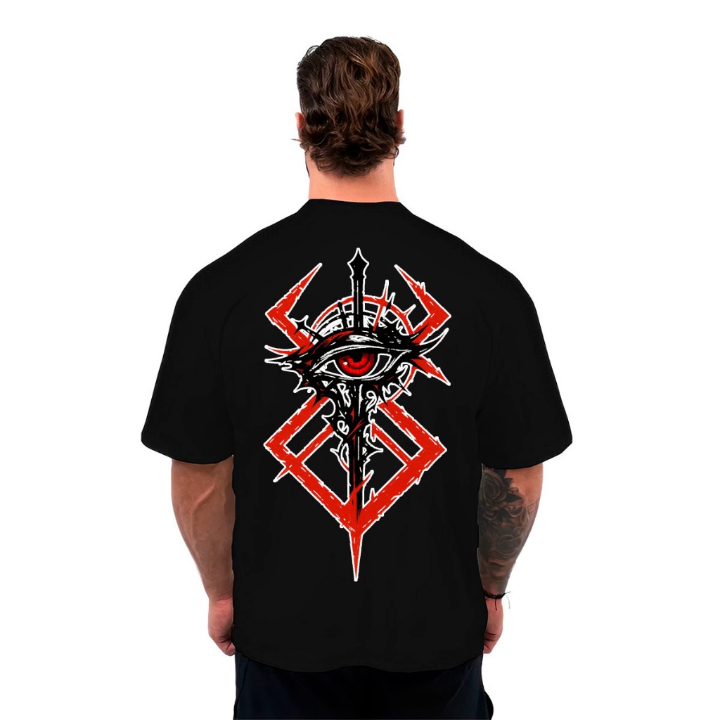 Camisa Oversized Drip 100% Algodão Confortavél Streetwear Sacrifice Sacrificio Berserk Anime Gym Treino Maromba Academia