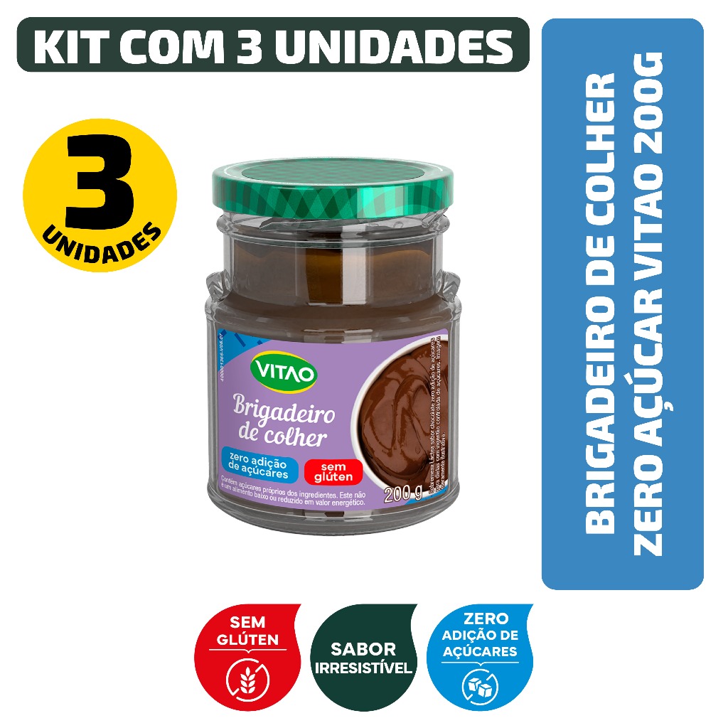 Kit Brigadeiro De Colher Zero Açúcar Vitao 200G - 3 Unidades