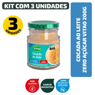 Kit Cocada Ao Leite Zero Açúcar Vitao 200G - 3 Unidades em Oferta na Shopee