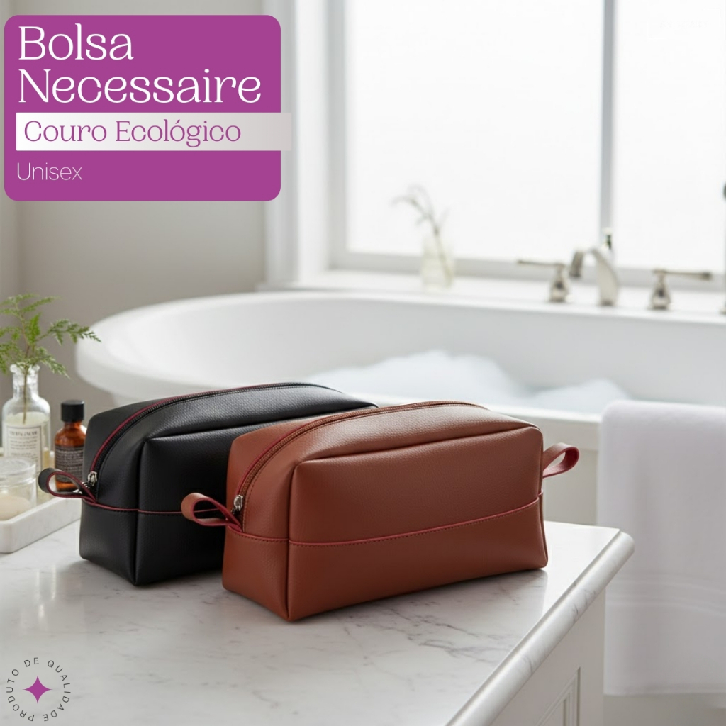Bolsa Necessaire Couro Ecológico Unisex Organizadora