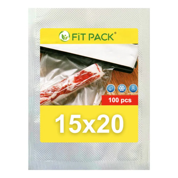 100 Sacos A Vácuo 15x20 cm com Ranhuras para Seladora Embalagem Gofrada - FIT PACK