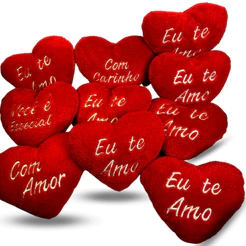 Coração de Pelúcia Pacote com 10 uni Ideal para montar cestas de aniversário chocolate dias das mães