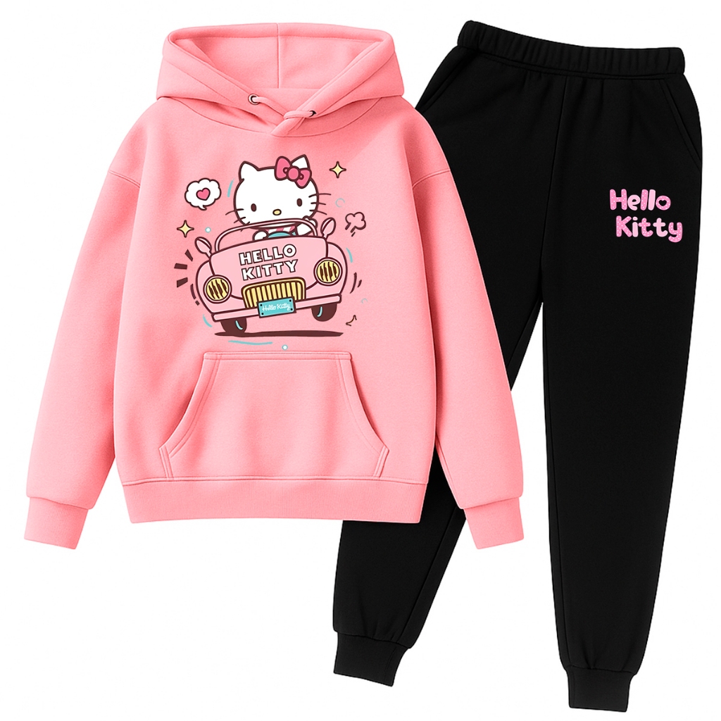 Conjunto Moletom Blusa e Calça Hello Kitty Desenho Fofo Menina Nostalgia