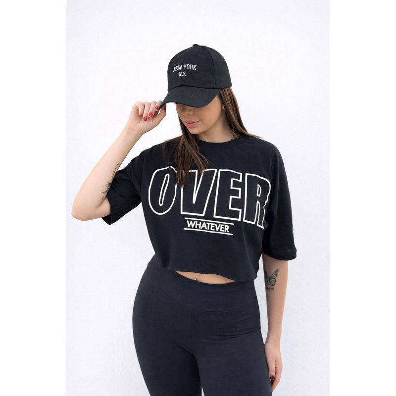Camiseta Feminina Tshirt Cropped Oversized 100% Algodão Blusa Soltinha Confortável Streetwear Estilo Urbano