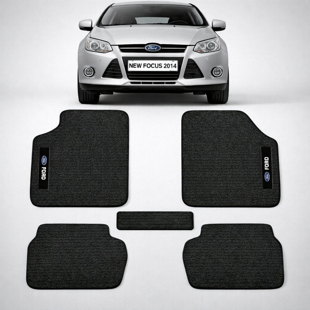 Kit de tapetes 5 peças específico New Focus 2014 15 16 ... 22 23 2024 Carpete Res-Preto