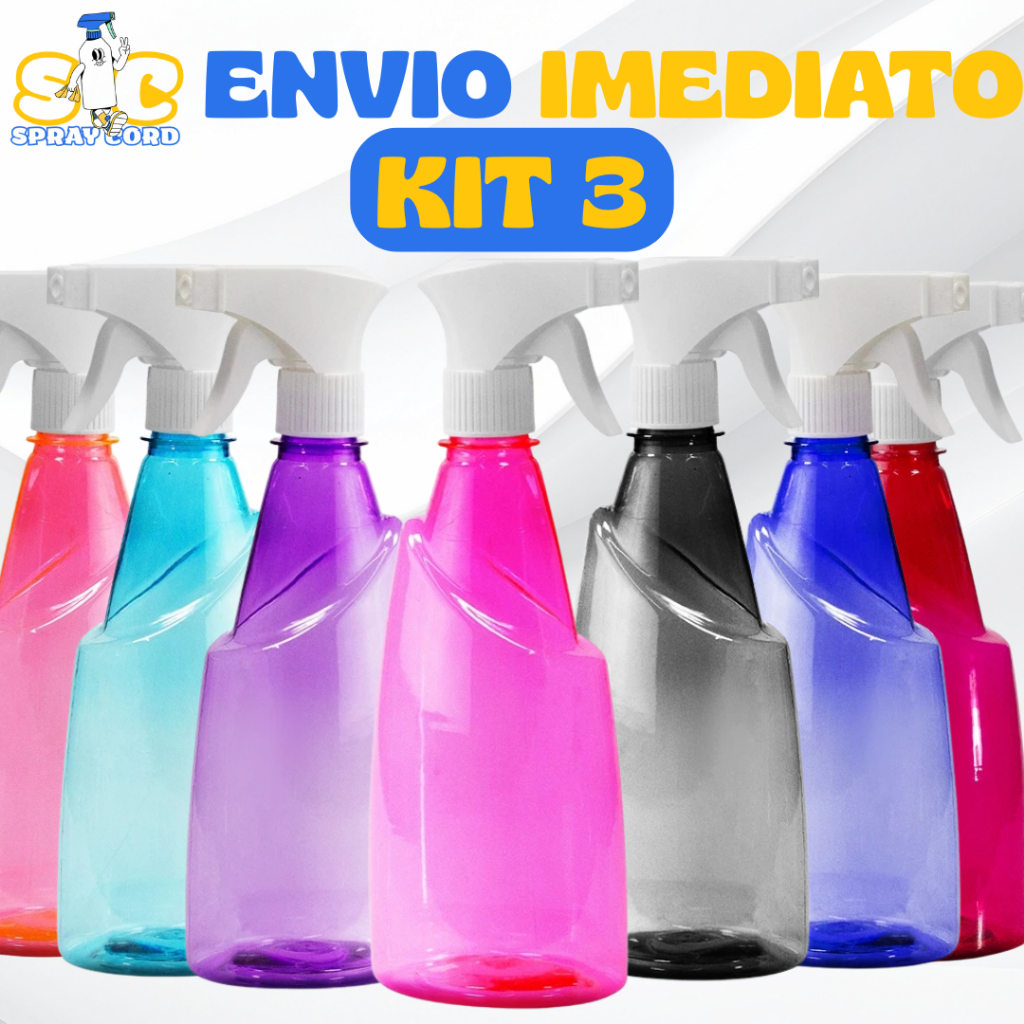 Kit 3 - Borrifador Oval - Spray - 550ml – Prático - Resistente - Cabelo - Jardim - Pulverizador