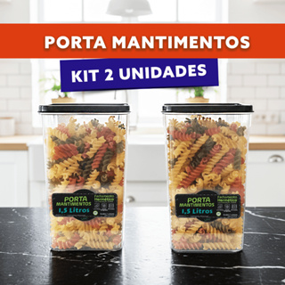2 Potes Hermético 1,5 Litro Ideal para 1 KG de Mantimentos Alimentos 100% Vedação em Oferta na Shopee