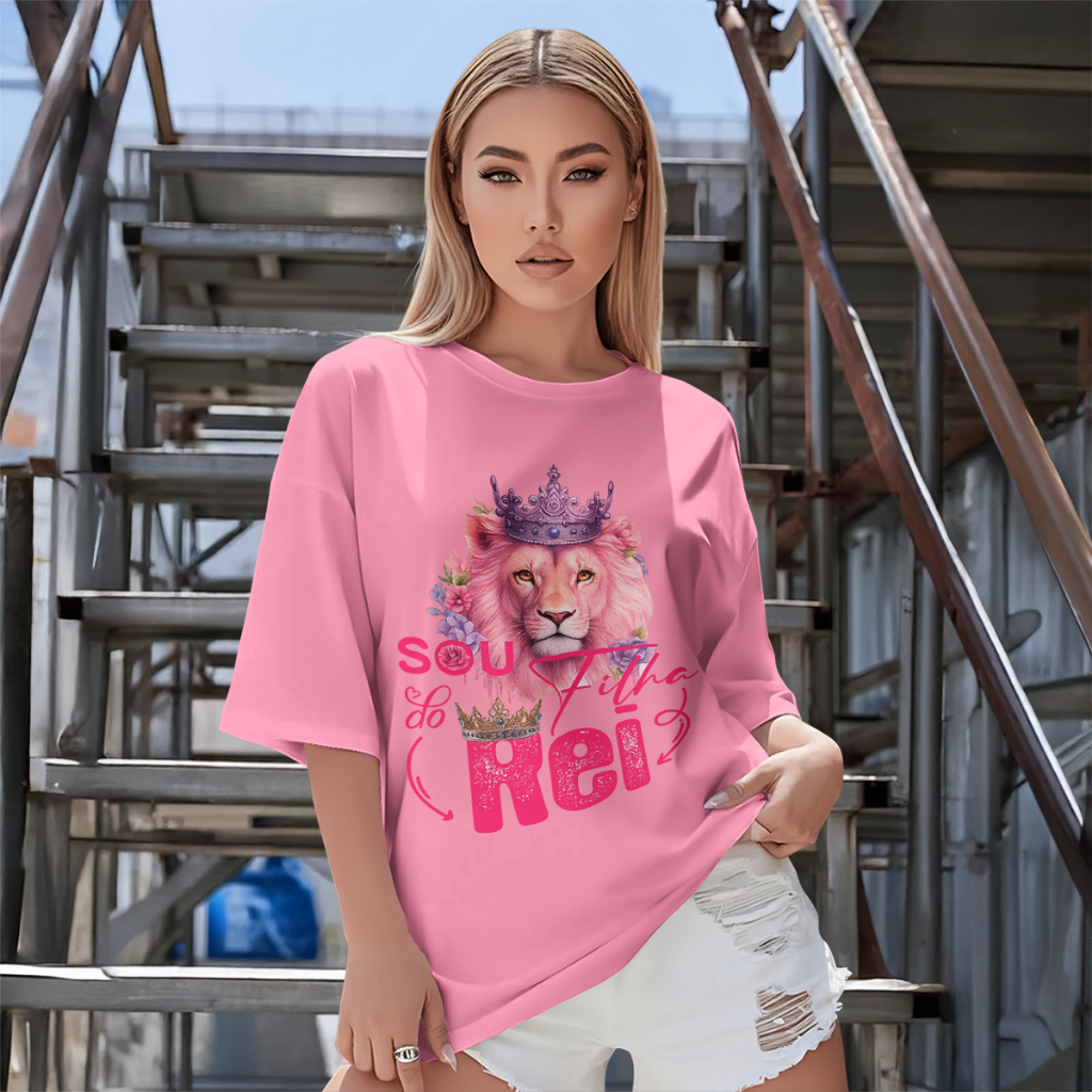 Camiseta SOU FILHA DO REI 100% Algodão Premium moda 2026 em Oferta na Shopee