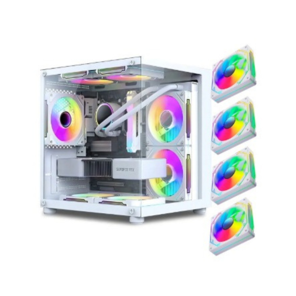 Gabinete Gamer Aquário Com 4 Fans Rgb Gb1797 Cor Branco