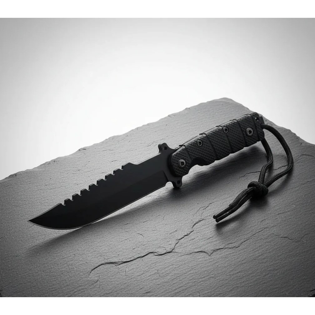 Faca Tática Militar Trilha Caça Pesca Rambo Sobrevivência Caçada + Estojo Bainha Cor Preto em Oferta na Shopee