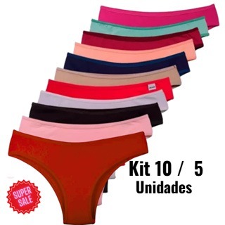 Kit Calcinhas Tanga Algodão Conforto Tanga Básica Cotton Feminina em Oferta na Shopee