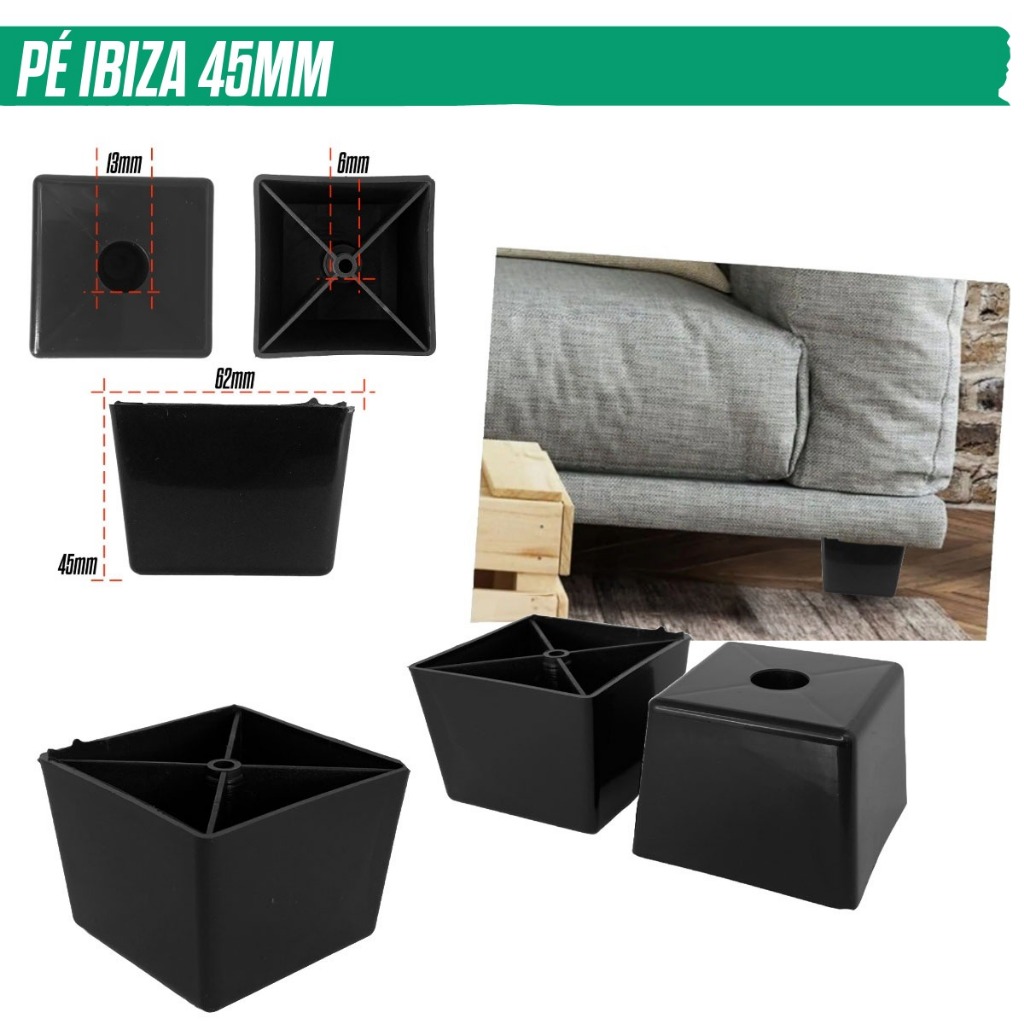 Kit 4/8/12/24/48 Pé Ibiza Para Móveis Sofá Armário Cama Pezinho Reforçado