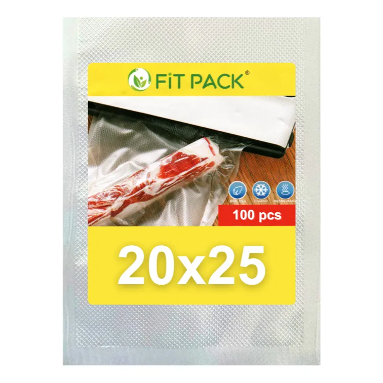 100 Sacos A Vácuo 20x25 cm com Ranhuras para Seladora Embalagem Gofrada - FIT PACK