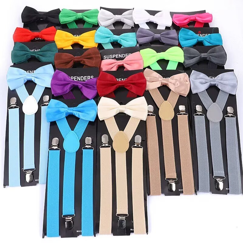 Kit  Suspensasó Gravata Borboleta Para Adulto Unissex Casamento Eventos Varias Cores
