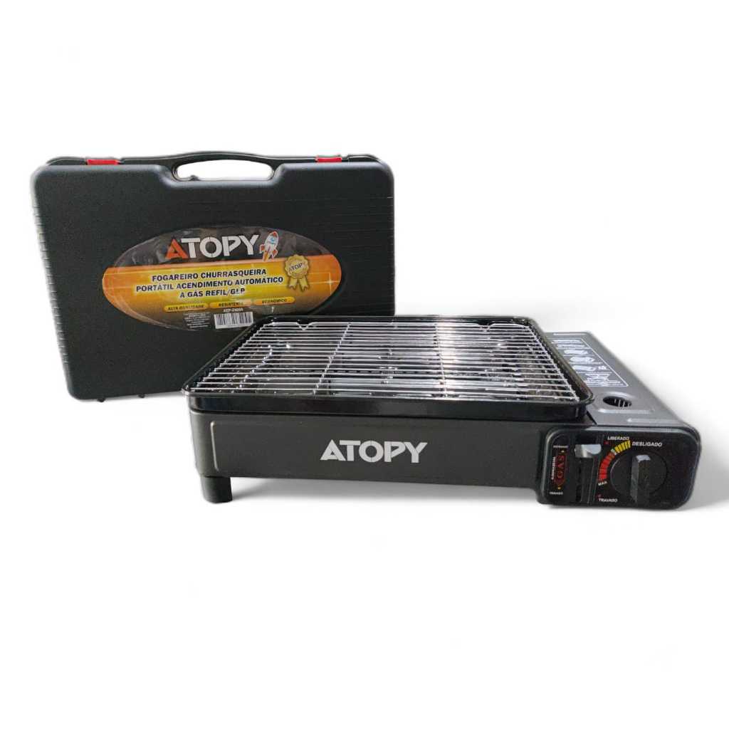 Imagem Fogareiro Churrasqueira Portátil Acendimento Automático A Gás Refil/GLP Atopy