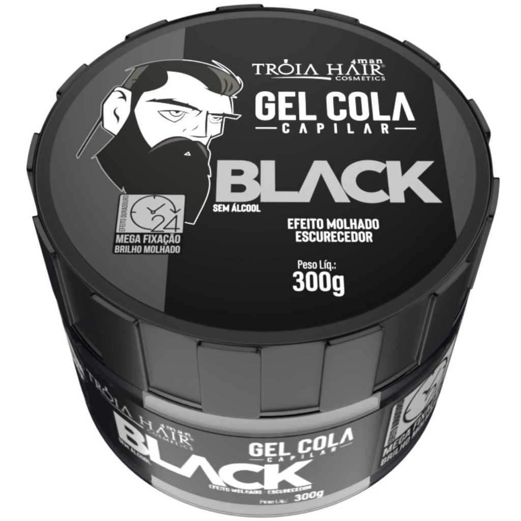 Gel Cola Black Troia Hair For Man 300g Pigmentador em Oferta na Shopee