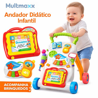 Andador Educativo Didadtico Infantil Brinquedo Multi Atividades Musical Lousa Mágica Empurrador Bebe
