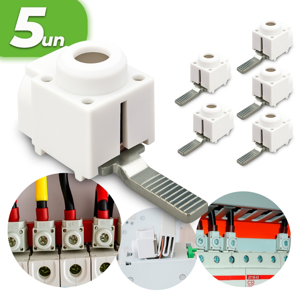 Kit 5 Terminal Disjuntor (6mm - 25mm) Conector Generico Saida Frontal Interruptor Terminal Elétrico
