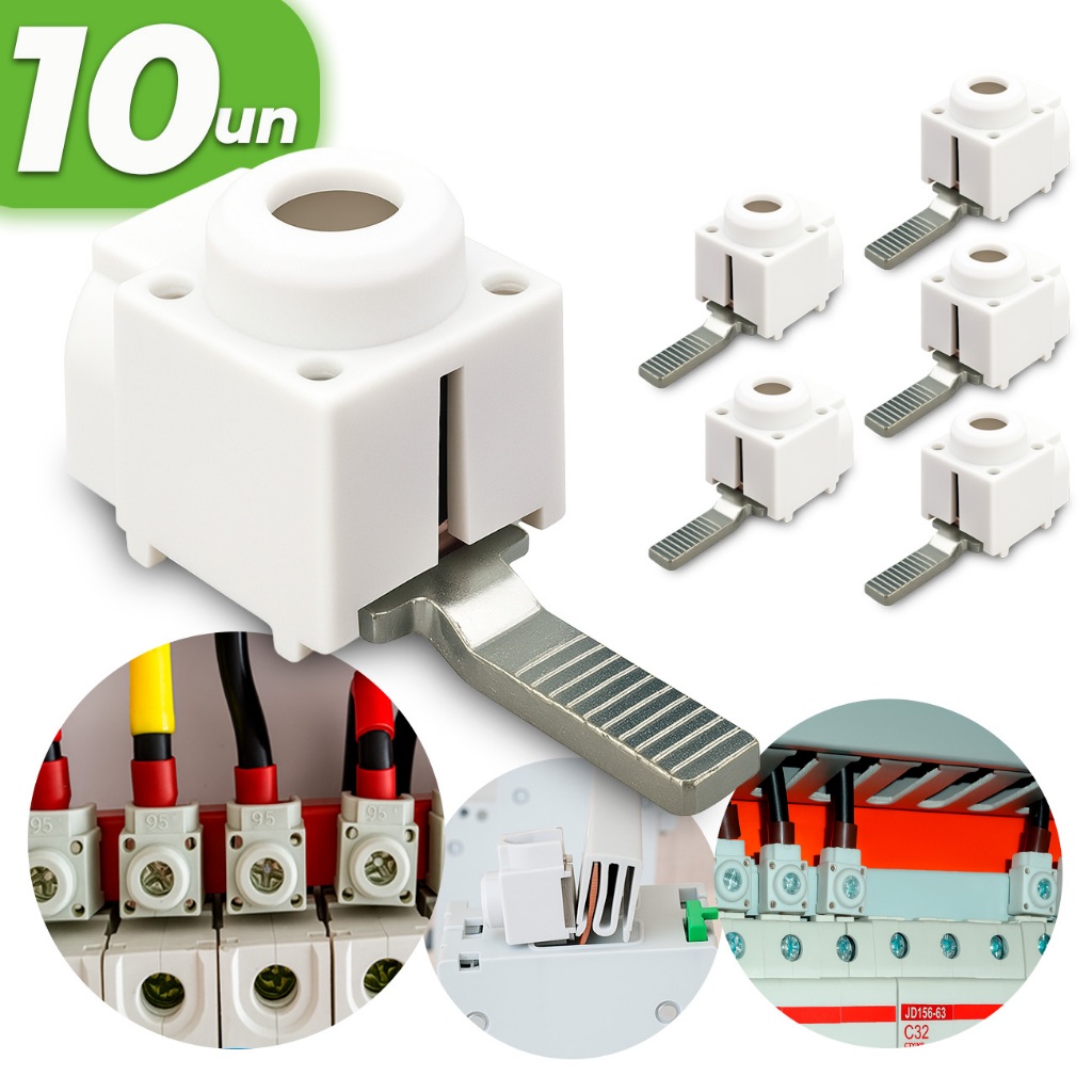 Kit 10x Conector Genérico 6 a 25mm Saida frontal Terminal P/ Disjuntor Interruptor Terminal Elétrico