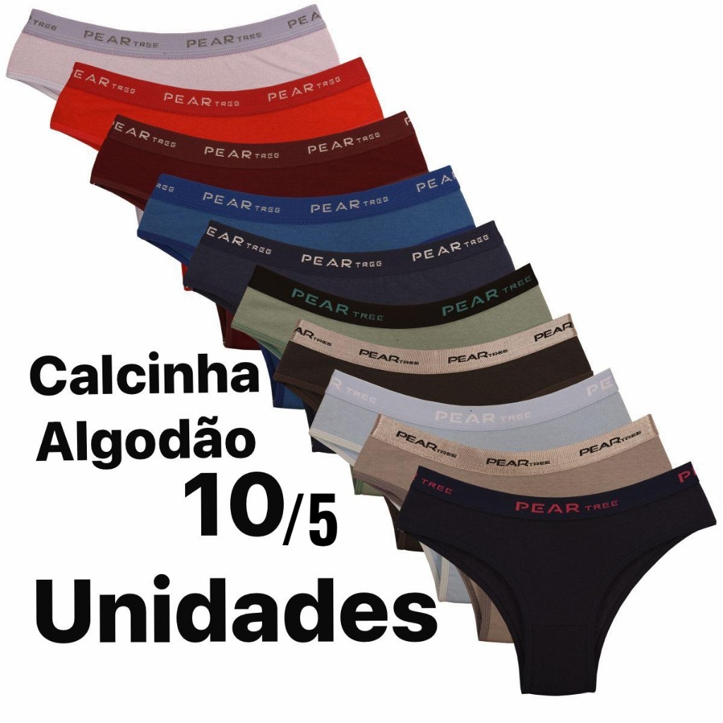 Kit Calcinhas Tanga Algodão Elastico Exposto Cotton em Oferta na Shopee