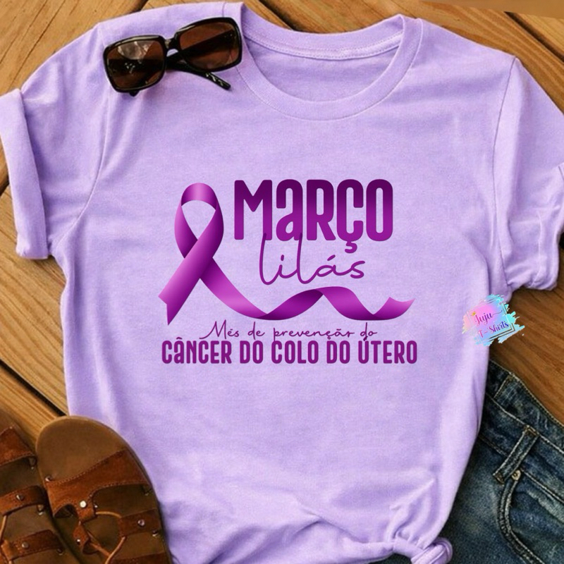 T-Shirts Baby  Look Lilás /Campanha Março Lilás em Oferta na Shopee