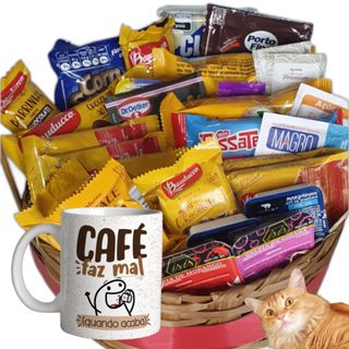 Kit Cesta De Cafe Da Manhã Caramelli 30 Itens Presente Caneca em Oferta na Shopee