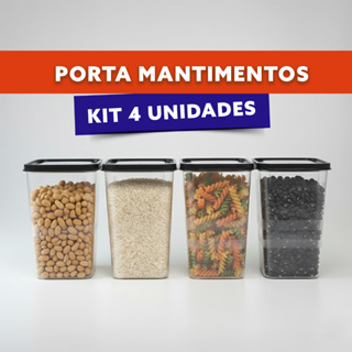 Conjunto 4 Potes Hermético 1,5 L Empilhável P/ Dispensa Armário Cozinha em Oferta na Shopee