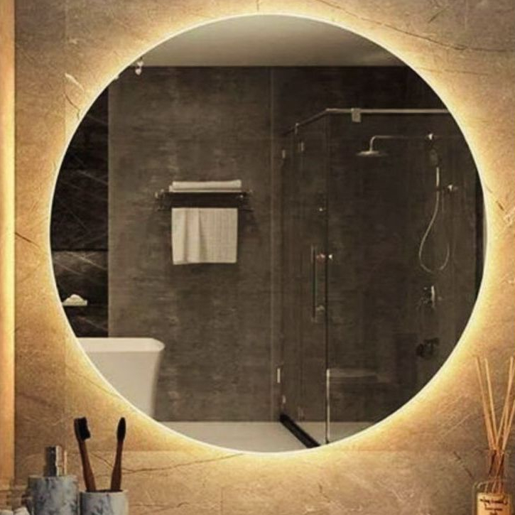 Espelho Redondo Lapidado Com LED Para Maquiagem Banheiro Quarto + SUPORTE