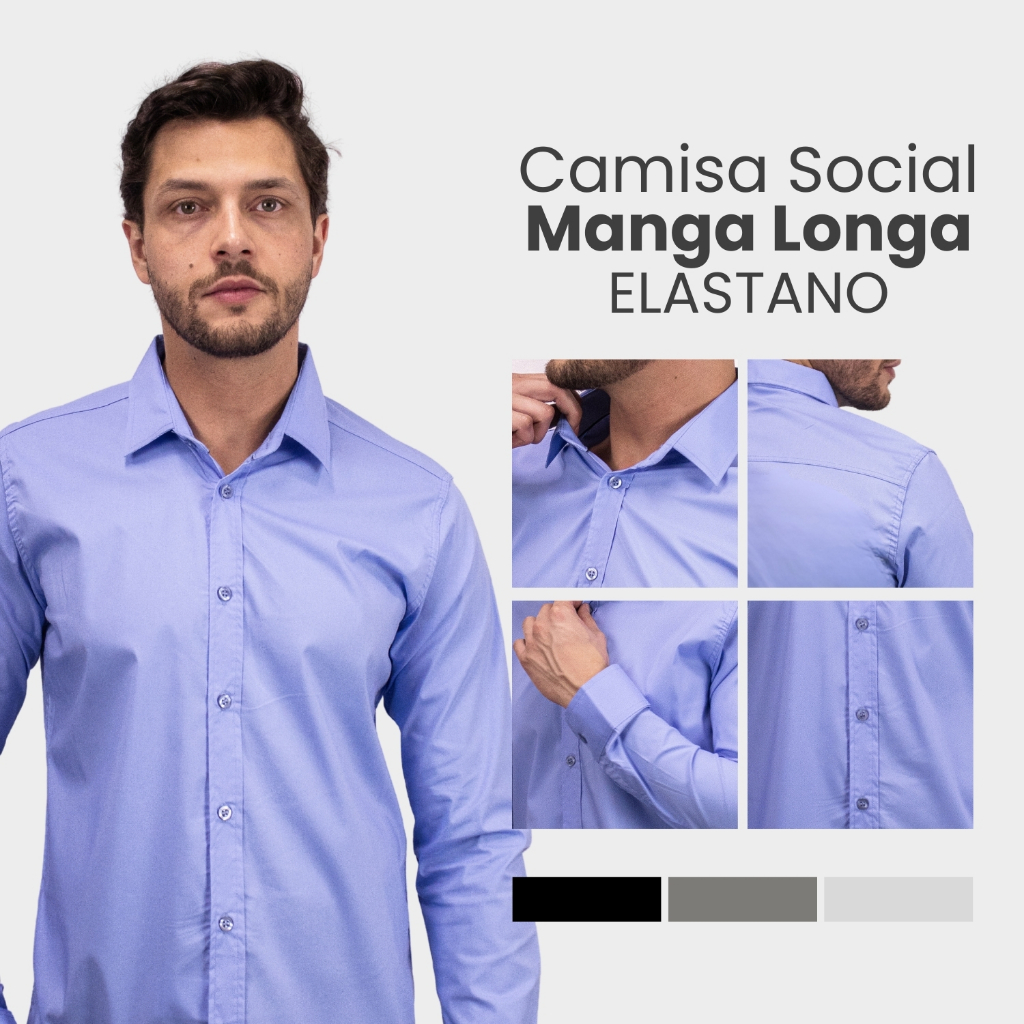 Camisa Social Slim Fit Masculina Elastano Camisa Masculina Elastano Premium Envio Rápido