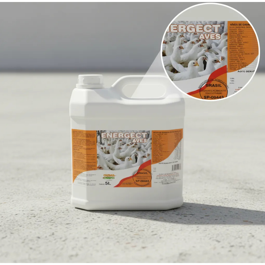 Energect Aves 5 Litros Suplemento Vitamínico Aminoácido para Aves, Galinhas, Galos, Codornas Granja