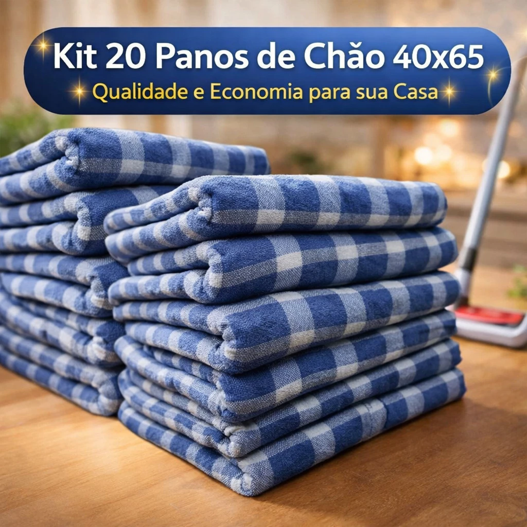 Kit Até 20 Pano De Chão Xadrez Para Limpeza Alvejado Grande Grosso 45x65cm Limpezas Leves e Pesadas — imagem 1