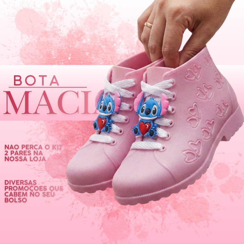 Botinha Infantil Feminina Stitch Casual Urbana Cano Curto