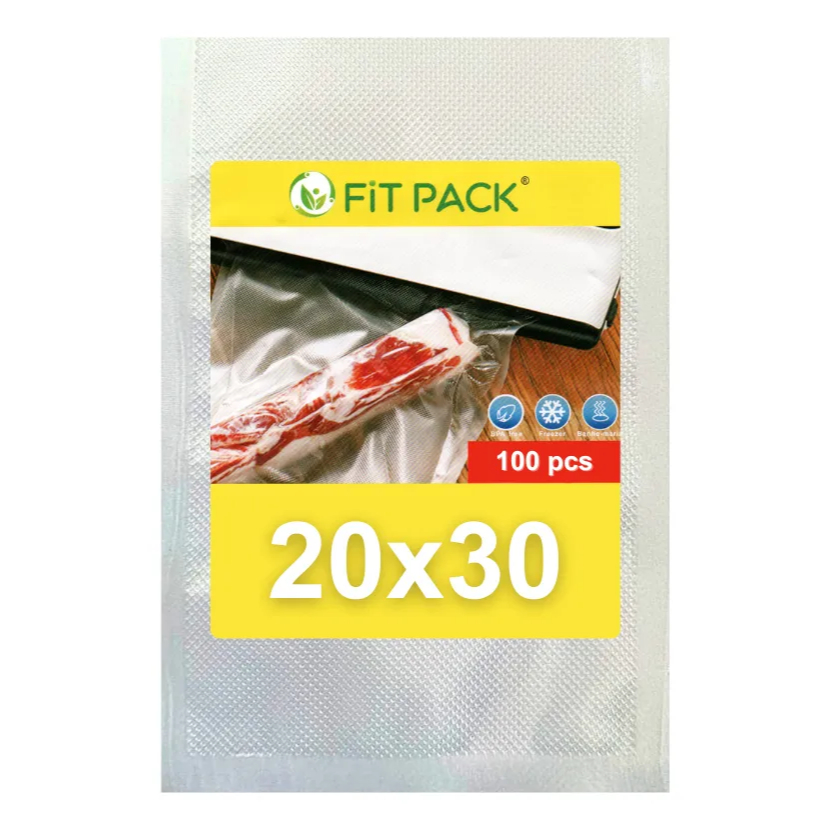 100 Sacos A Vácuo 20x30 cm com Ranhuras para Seladora Embalagem Gofrada - FIT PACK
