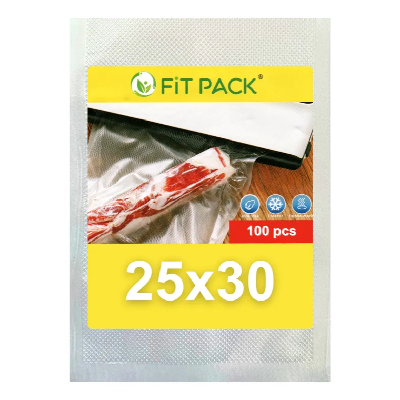 100 Sacos A Vácuo 25x30 cm com Ranhuras para Seladora Embalagem Gofrada - FIT PACK