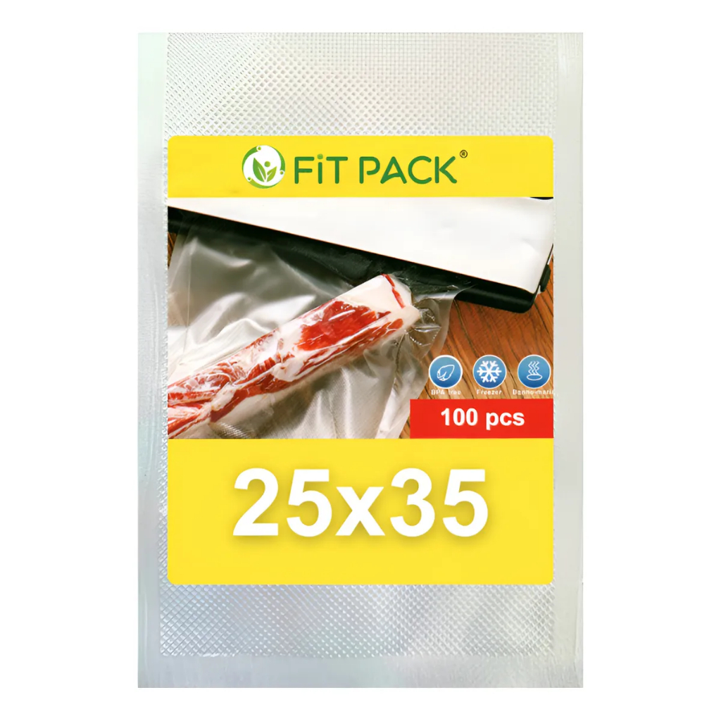 100 Sacos A Vácuo 25x35 cm com Ranhuras para Seladora Embalagem Gofrada - FIT PACK