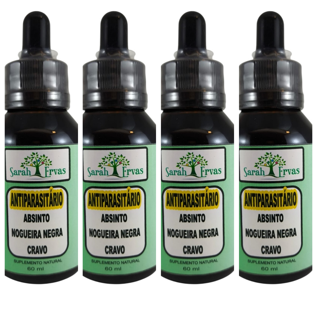 4 Tintura Antiparasitária 60mL cada - (Absinto, Nogueira negra e Cravinho)SARAH ERVAS em Oferta na Shopee