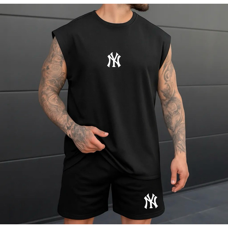 Conjunto Masculina Regata Bermuda Tactel Verão Confortável Casual