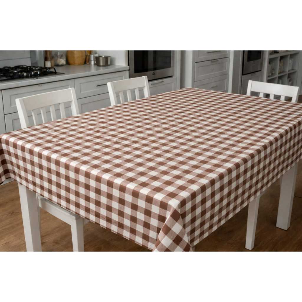 Toalha Térmica Impermeável Mesa Xadrez Marrom Proteção Contra Calor e Líquidos Decorativa Cozinha em Oferta na Shopee