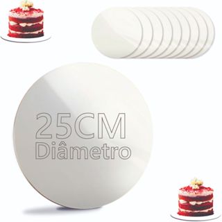 Cake Board 25cm Mdf Com 10 Redondo Branco Para Confeitaria Bolo Prato Tabua de Frios em Oferta na Shopee