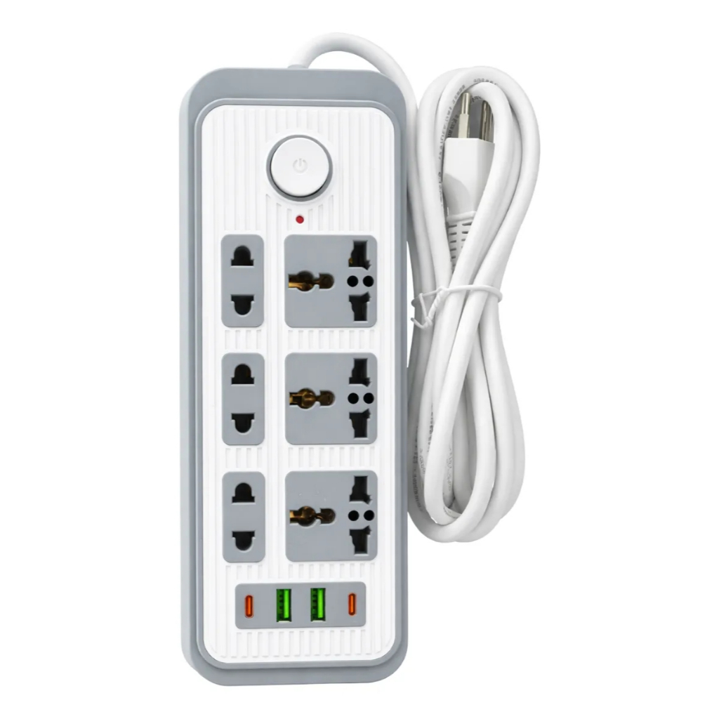 Filtro de Linha Régua Extensão 6 Tomadas Universais + 4 USB Cabo 2 Metros Bivolt Casa Escritório em Oferta na Shopee